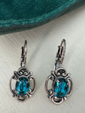Sadie Green Crystal Drop Earring in Antiqued Silver & Vibrant Teal