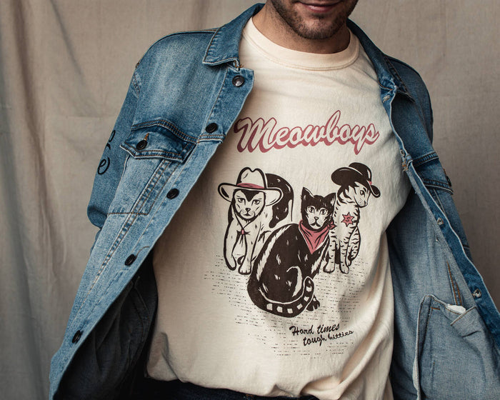 Shop Good - Meowboys Western Tee: Cream / 2XL
