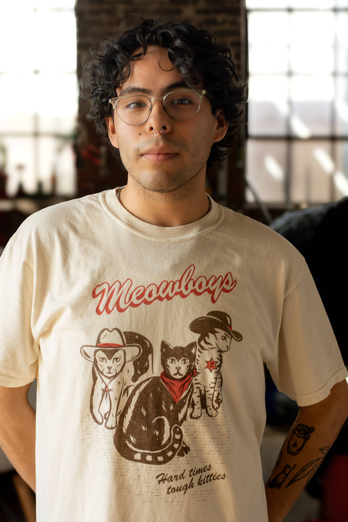 Shop Good - Meowboys Western Tee: Cream / 2XL