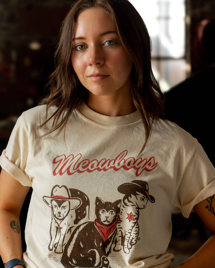 Shop Good - Meowboys Western Tee: Cream / 2XL