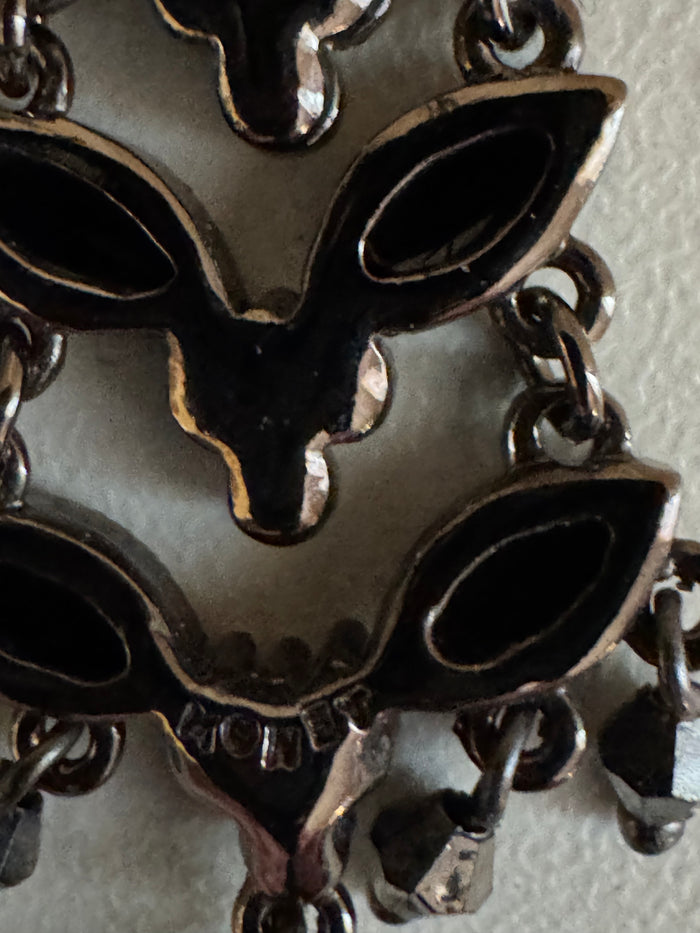 Signed Monet Dark-Tone Chandelier Earrings