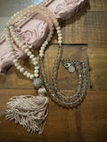 Signed White House Black Market Pink Ombre Beaded 32" Tassel Necklace