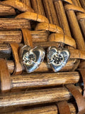 Silver Heart-Shaped Stud Earrings with Clear Cubic Zirconia