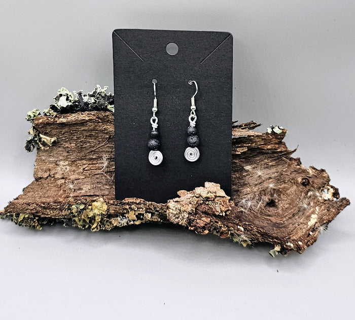 Silver lava spiral earrings
