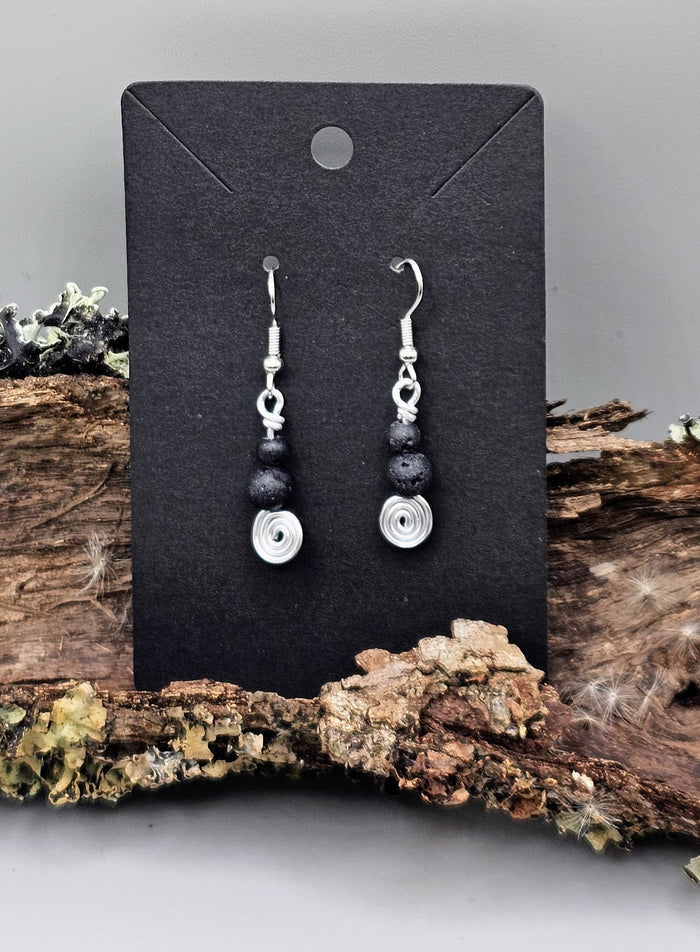 Silver lava spiral earrings
