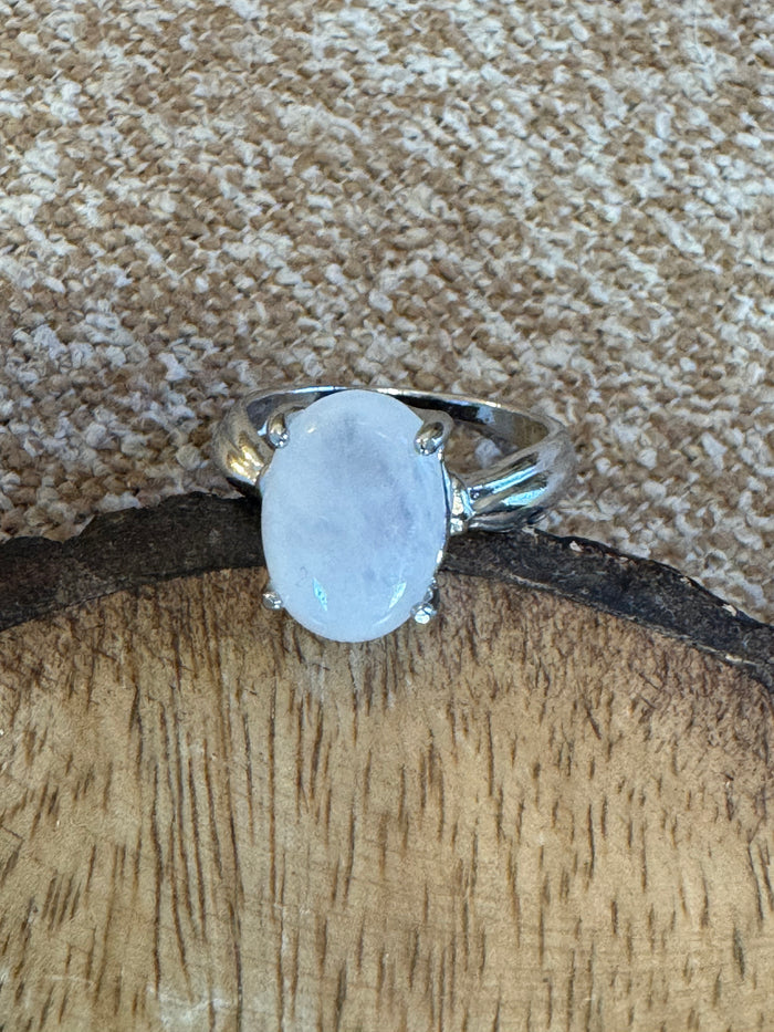 Silver-Plated Moonstone Ring - Size 9