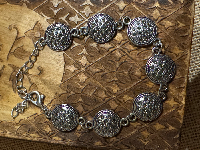 Silver-Tone Grey Rhinestone Bracelet
