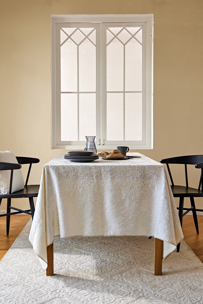 Simple Modern Rectangle Tablecloth for Dining Room Table, Cotton and Linen Flower Pattern Table Covers for Round Table, Square Tablecloth for Kitchen-Paintingforhome