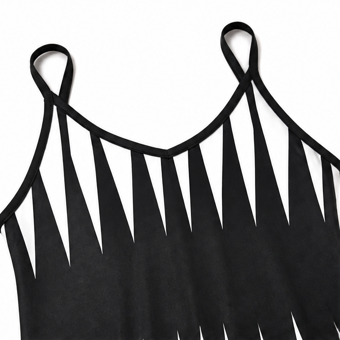 Solavia – Vertical Stripe Maxi Dress with V-Neck and Spaghetti Straps