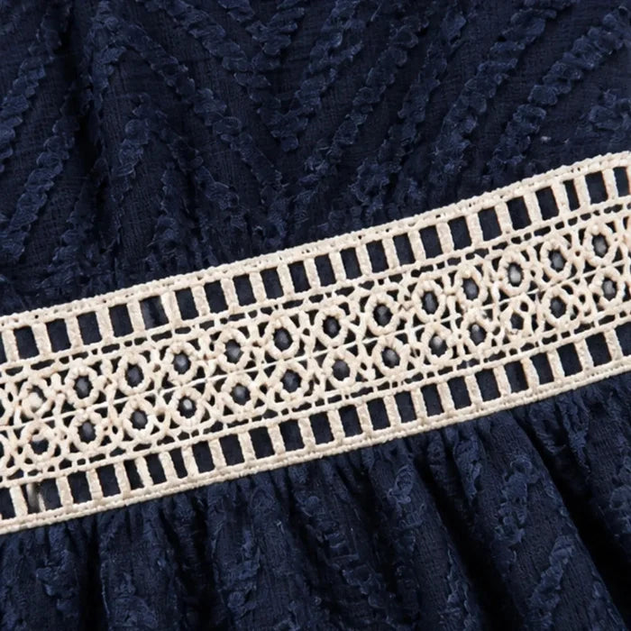 Solène – Crochet V-Neck Flutter Sleeve Summer Dress