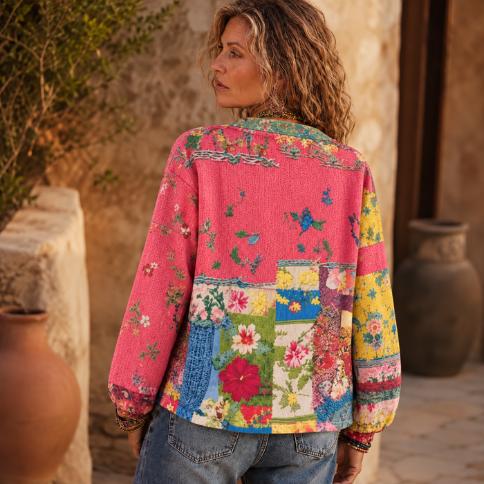 Solenne – Floral Patchwork Boho Cardigan