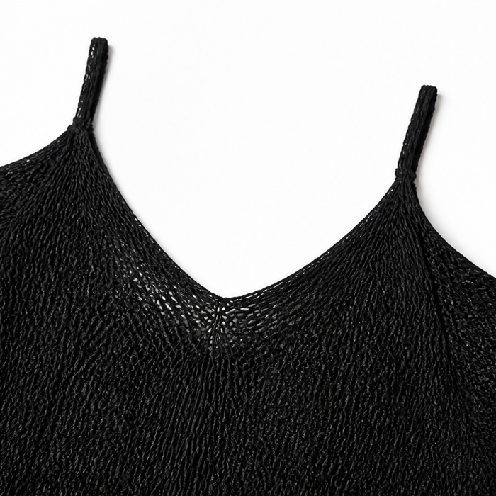 Solenya – Open-Knit Cold-Shoulder Boho Top