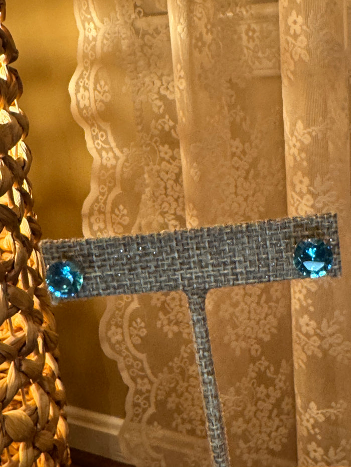 Sparkling Blue Faceted Stud Earrings – Silver Tone