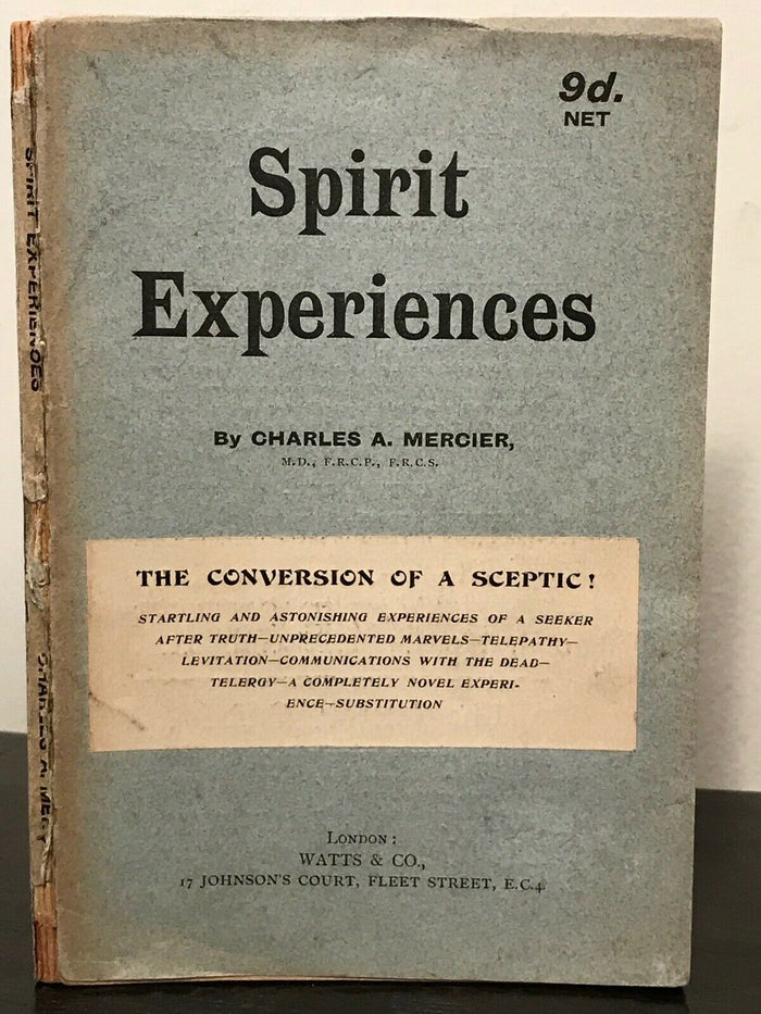 SPIRIT EXPERIENCES - Mercier, 1919 - MEDIUMS SPIRITS TELEPATHY LEVITATION
