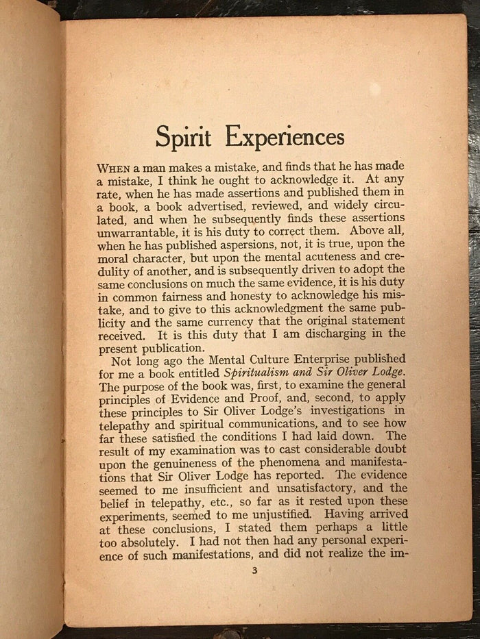 SPIRIT EXPERIENCES - Mercier, 1919 - MEDIUMS SPIRITS TELEPATHY LEVITATION