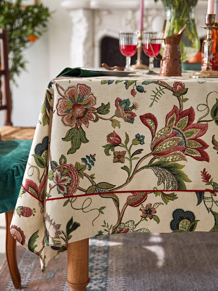 Spring Flower Table Cover for Kitchen, Large Modern Rectangular Tablecloth Ideas for Dining Room Table, Rustic Garden Floral Tablecloth for Round Table-Paintingforhome