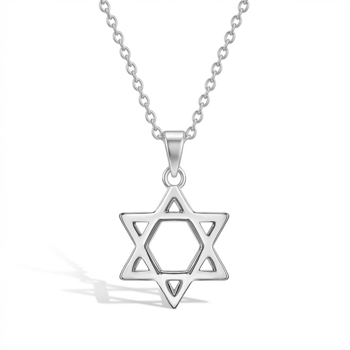 Star of David 15mm Kids/Children's/Girls Necklace - Sterling Silver