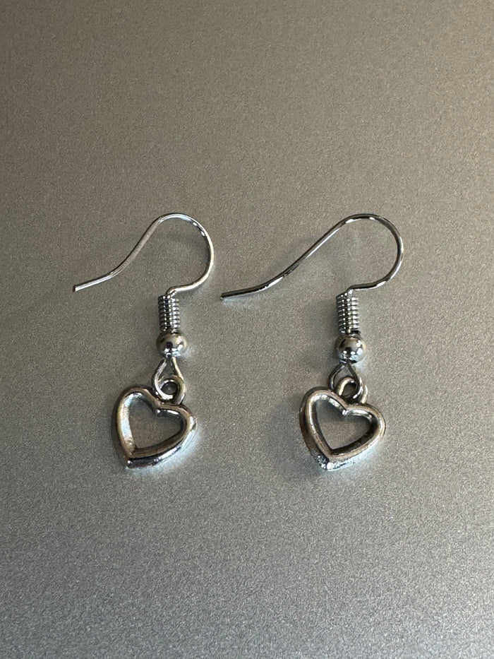 Sterling Silver Open Heart Dangle Earrings