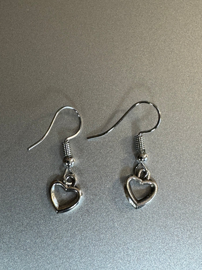 Sterling Silver Open Heart Dangle Earrings