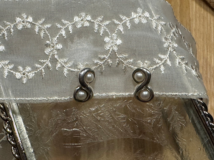 Sterling Silver Pearl Swirl Stud Earrings