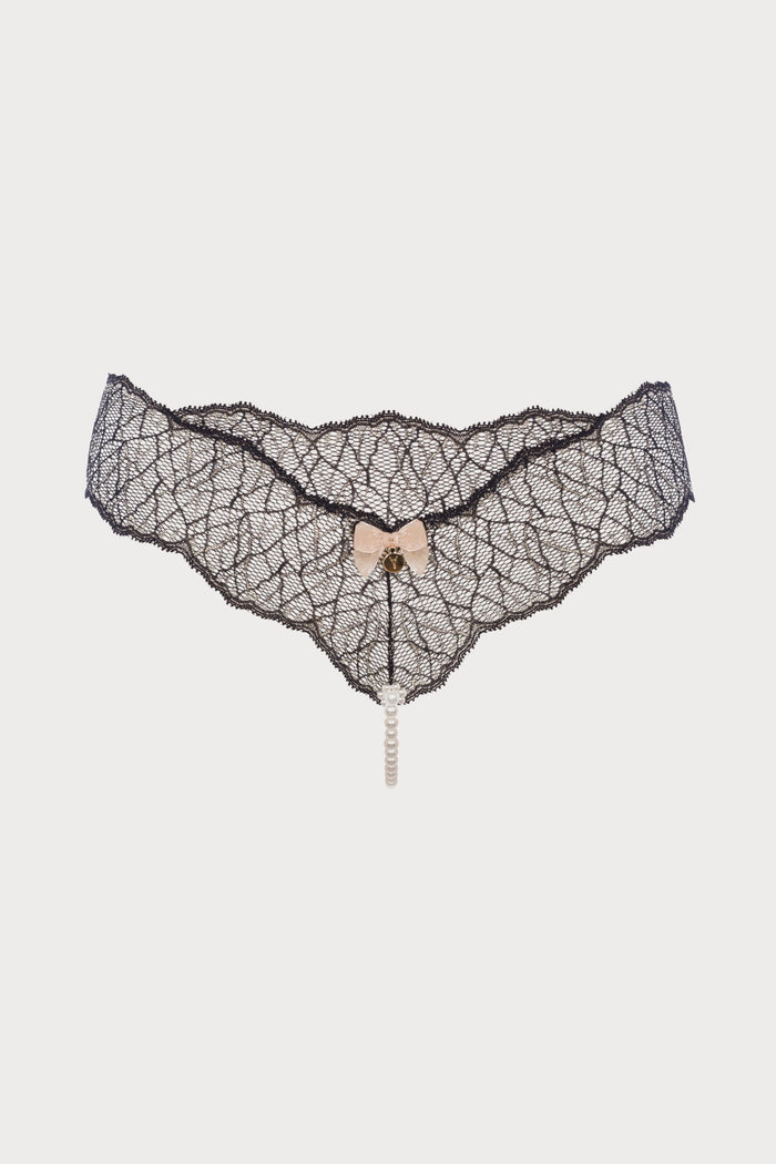 Sydney Daisy Single Pearl Thong Black