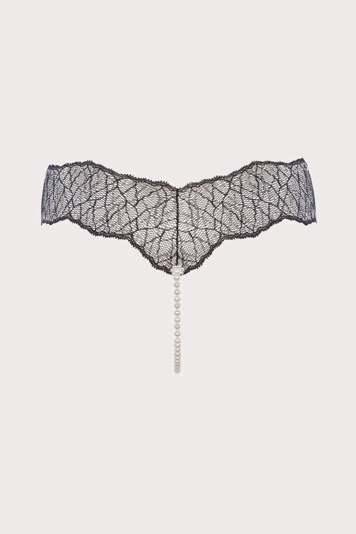 Sydney Daisy Single Pearl Thong Black