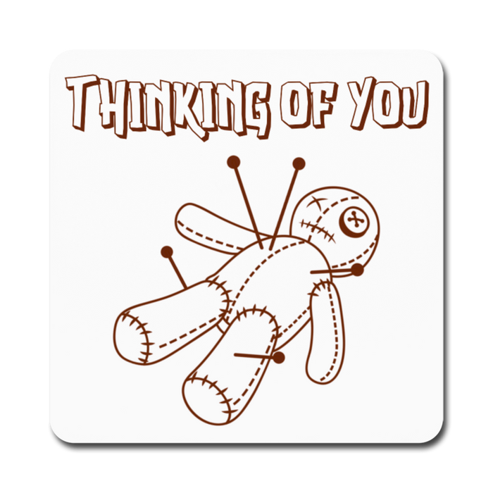 Thinking of You Voodoo Doll Square Magnet - white