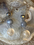 Tiered Beaded Drop Earrings in Neutral Tones
