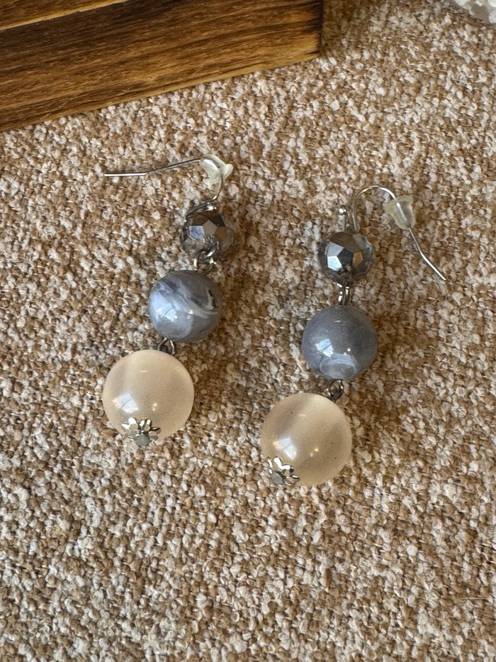 Tiered Beaded Drop Earrings in Neutral Tones