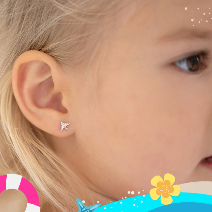 Tiny Traveler Kids / Children's Earrings Screw Back - Sterling Silver