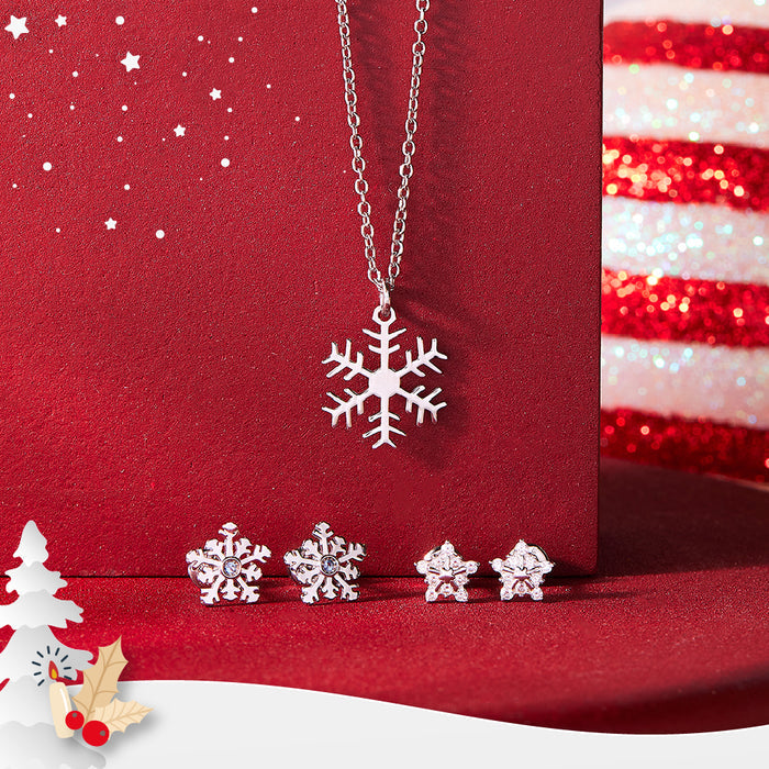 Twinkling Snowflake Kids / Children's / Girls Earrings Screw Back - Sterling Silver