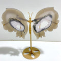 Unique Geode Druzy Agate Butterfly Wing Carving With Stand -Wholesale Crystals
