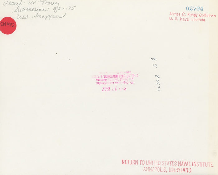 USS Snapper (SS-185) Submarine