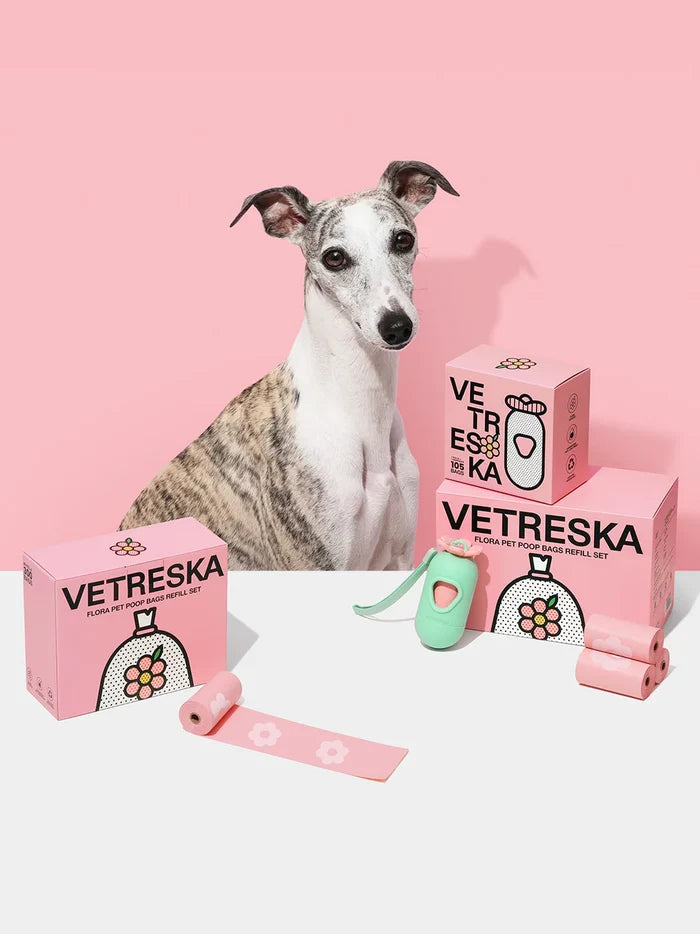 Vetreska Flora Poop Bags & Dispenser Set