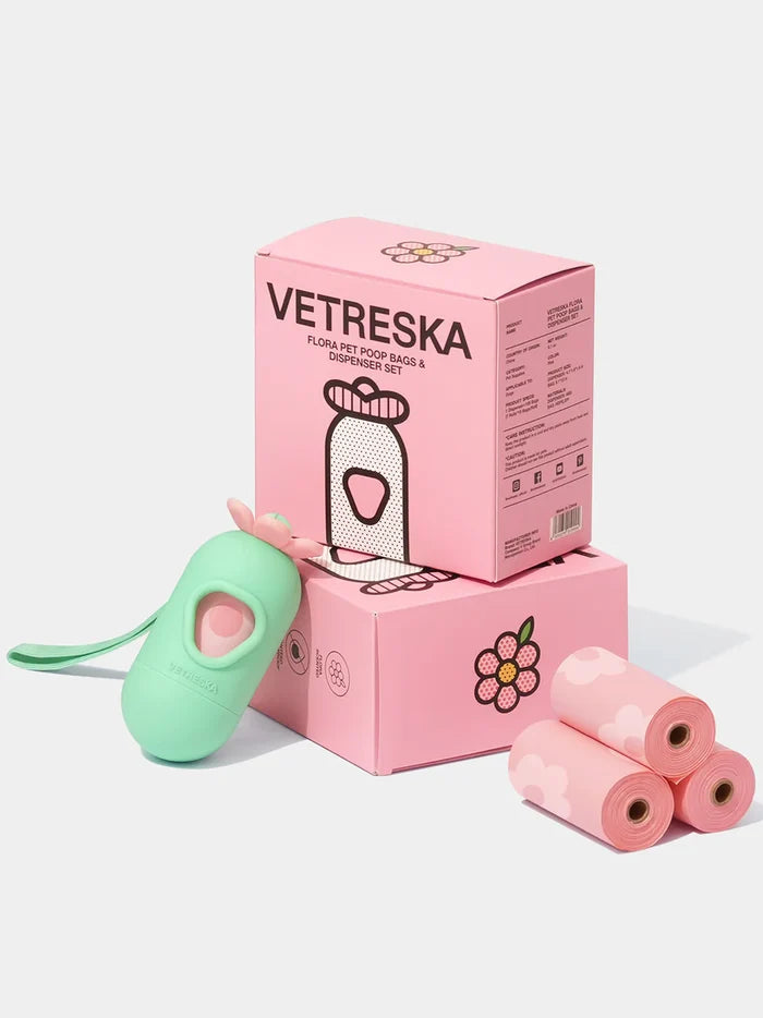 Vetreska Flora Poop Bags & Dispenser Set