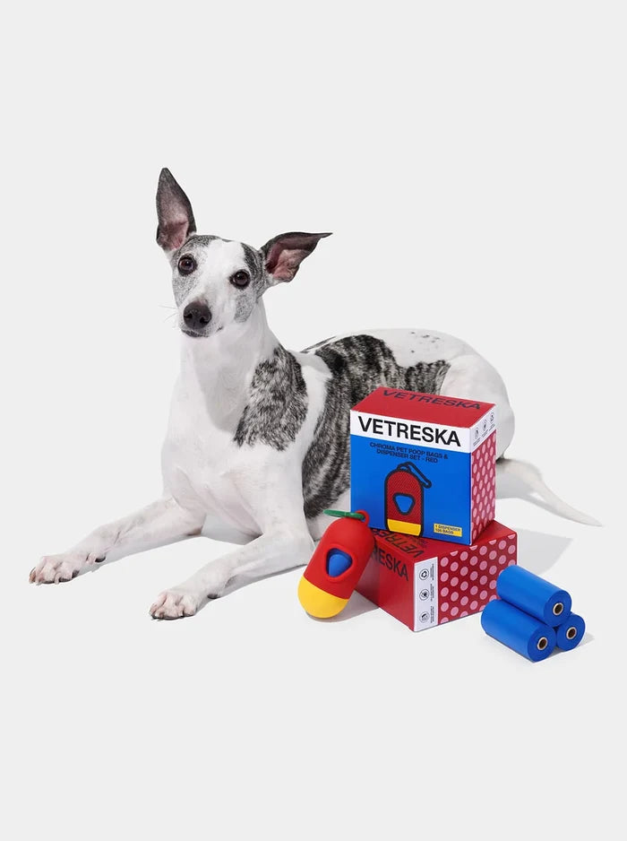 Vetreska Red Chroma Poop Bags & Dispenser Set