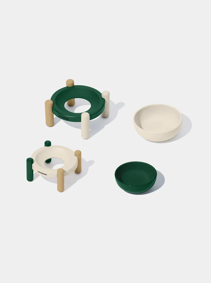 Vetreska Santal Forest Ceramic Pet Bowl & Mat Set