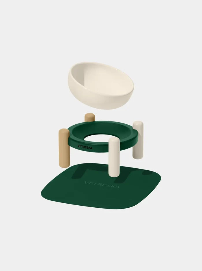 Vetreska Santal Forest Ceramic Pet Bowl & Mat Set