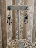 Vintage 1980s Gothic Botanical Chandelier Earrings