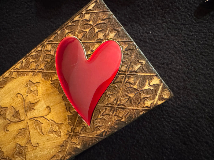 Vintage 1990s Graffiti-Style Enamel Heart Brooch