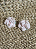 Vintage Ceramic Rose Earrings - ¾” Diameter