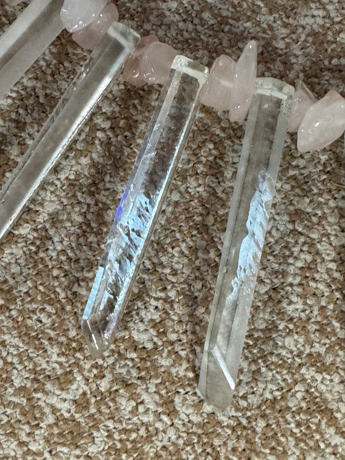Vintage Chunky Rose Quartz and Clear Quartz Crystal Necklace – Healing and Bohemian Style