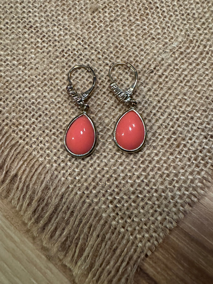 Vintage Crown Trifari Faux Coral Earrings - Rare Find!