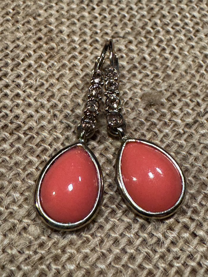 Vintage Crown Trifari Faux Coral Earrings - Rare Find!