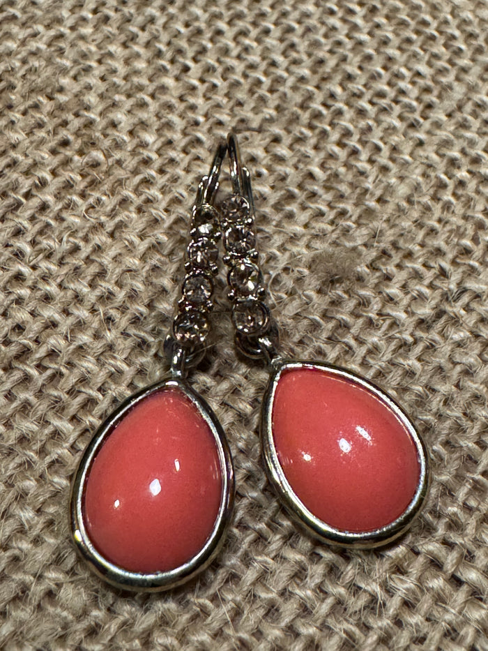 Vintage Crown Trifari Faux Coral Earrings - Rare Find!