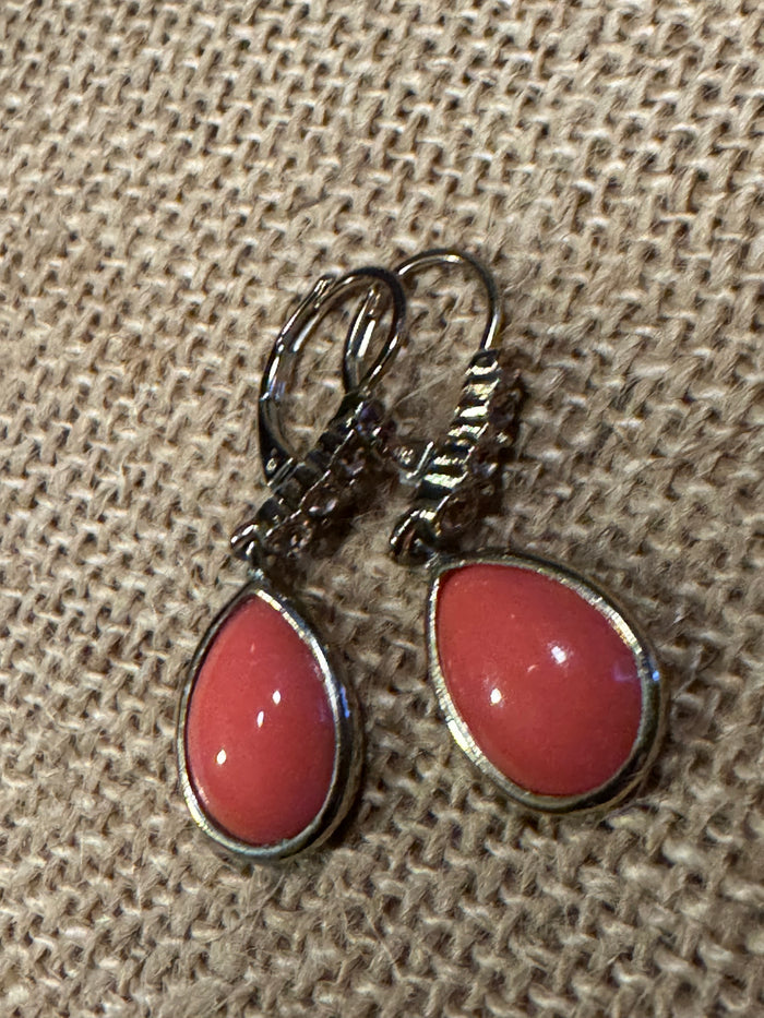 Vintage Crown Trifari Faux Coral Earrings - Rare Find!