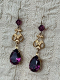 Vintage Elegant Purple Crystal Drop Earrings