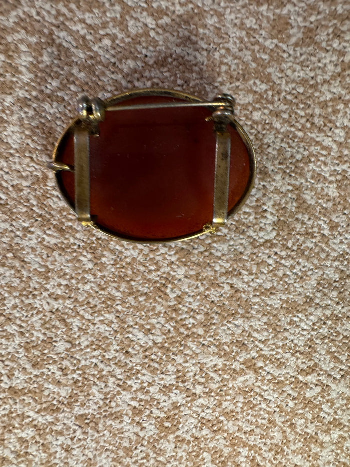 Vintage Garnet or Carnelian Cabochon Brooch / Pendant