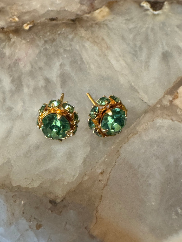 Vintage Green Gemstone Post Earrings