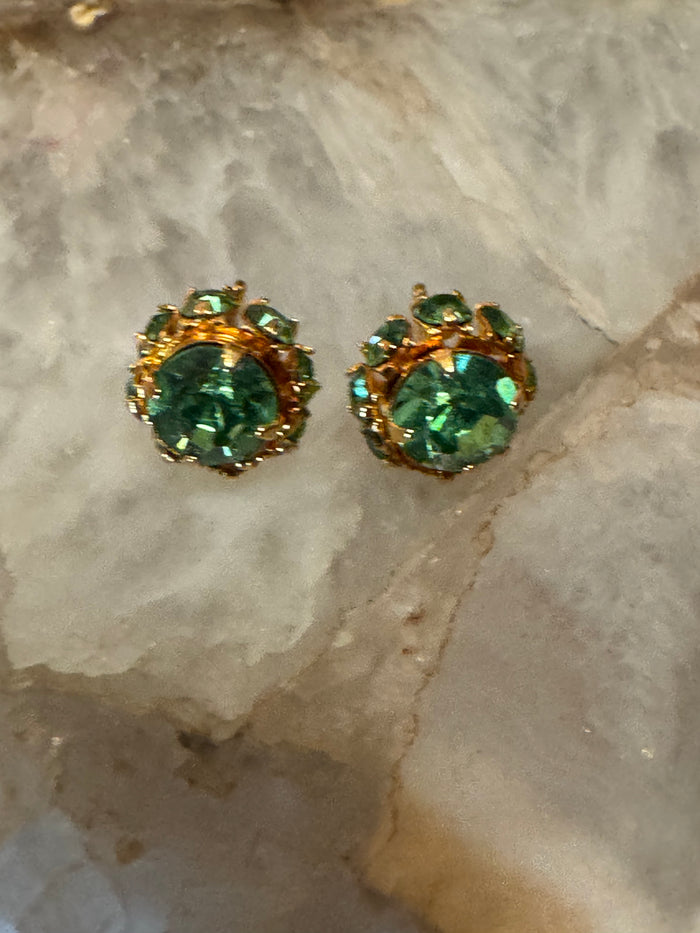 Vintage Green Gemstone Post Earrings